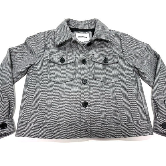 Steve Madden Jackets & Blazers - Steve Madden Women’s Gray Tweed Jacket Size L Button Front Fall Coat